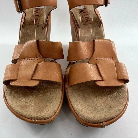 Korks womens sandals size 10 42 M/W tan leather platform wedges - Picture 3 of 13